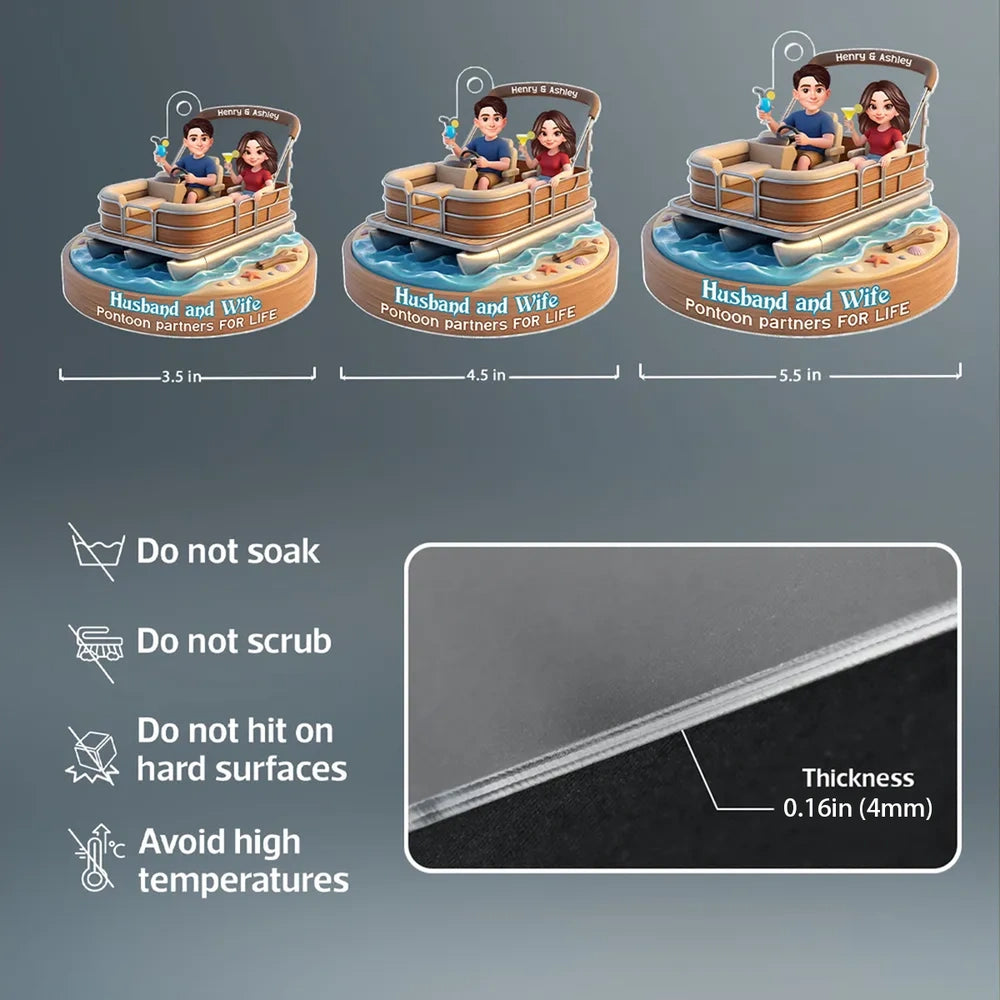 Personalized Couple Car Ornament - Pontoon Partners for Life Car Hanger MagicInPrints
