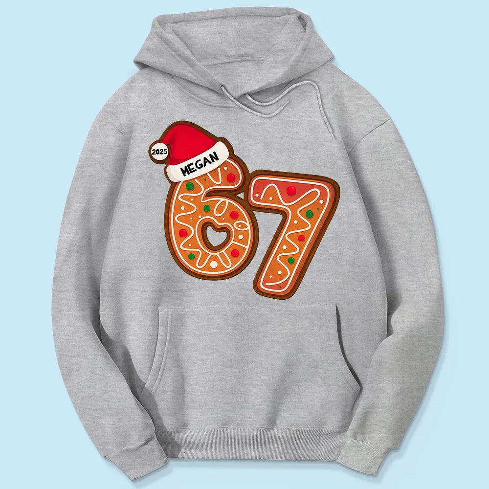 Personalized Christmas Sweatshirt for Women - Gingerbread Number Design Cloth MagicInPrints