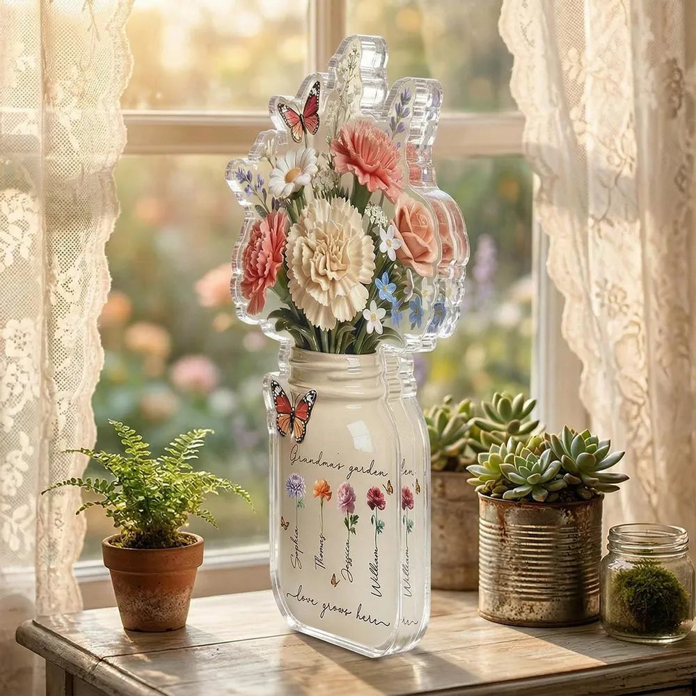 Custom Acrylic Flower Bouquet for Grandma - Personalized Mother's Day Gift Plaque MagicInPrints