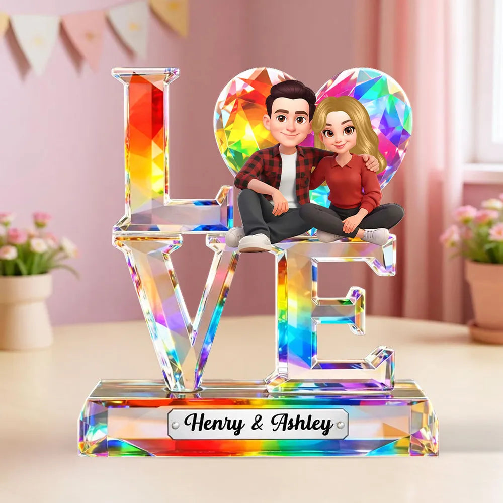 Custom Crystal Love Figurine for Couples with Personalized Names - Romantic Gift Plaque MagicInPrints