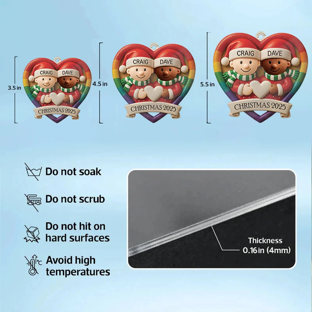 Personalized Heart-Shaped Christmas Ornament for Couples - Festive Holiday Decoration 2025 Ornament MagicInPrints
