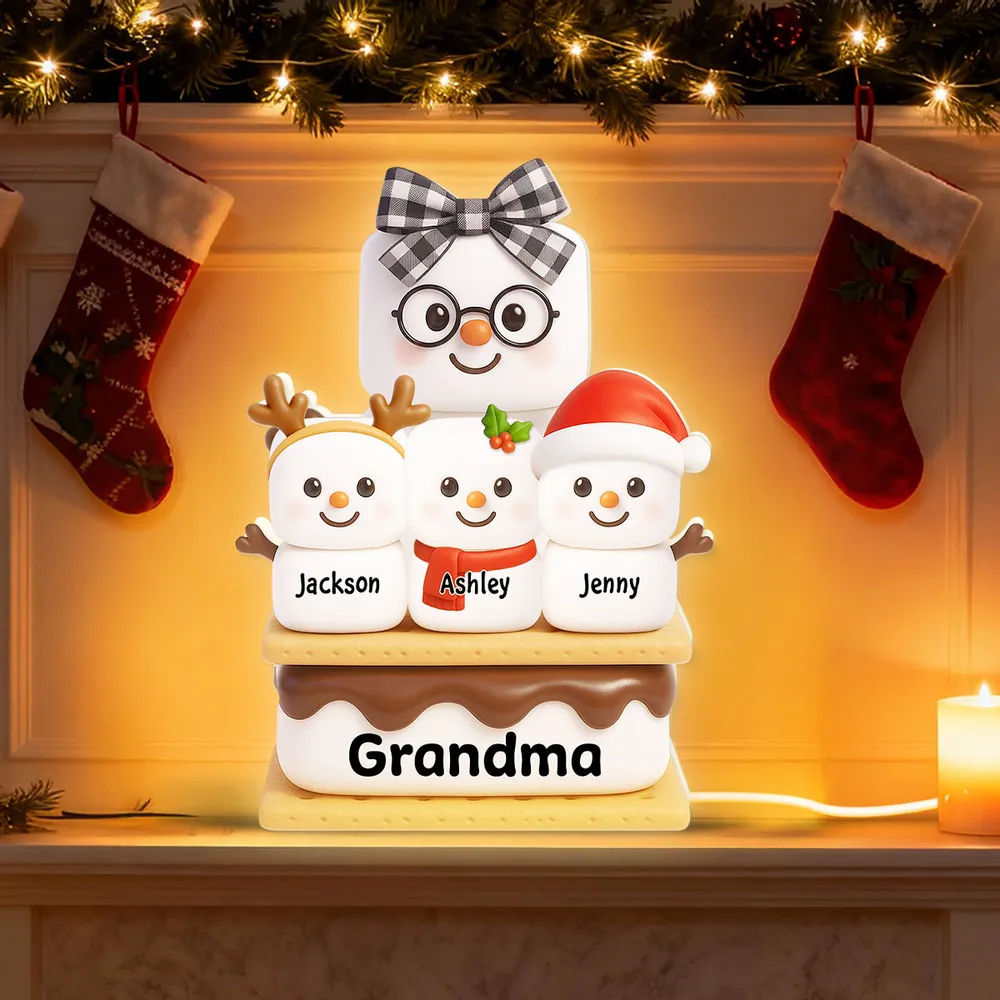 Custom Family Snowman Light for Grandma - Christmas Decor Plaque MagicInPrints