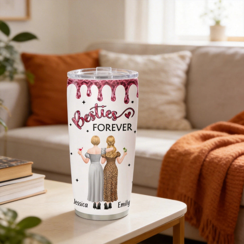 Personalized Besties Forever Tumbler for Friends - Custom Names Gift Cup MagicInPrints