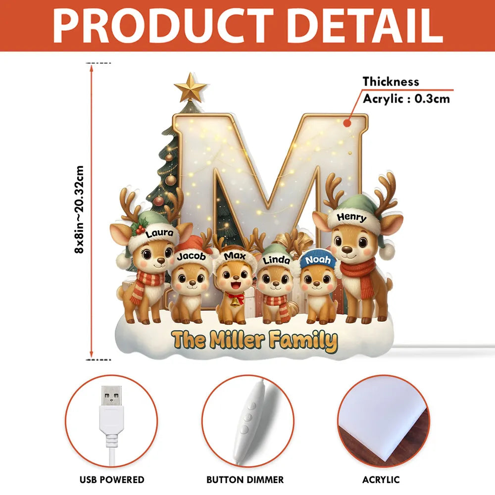 Personalized Family Reindeer Christmas Light Decor - Holiday Home Display Plaque MagicInPrints