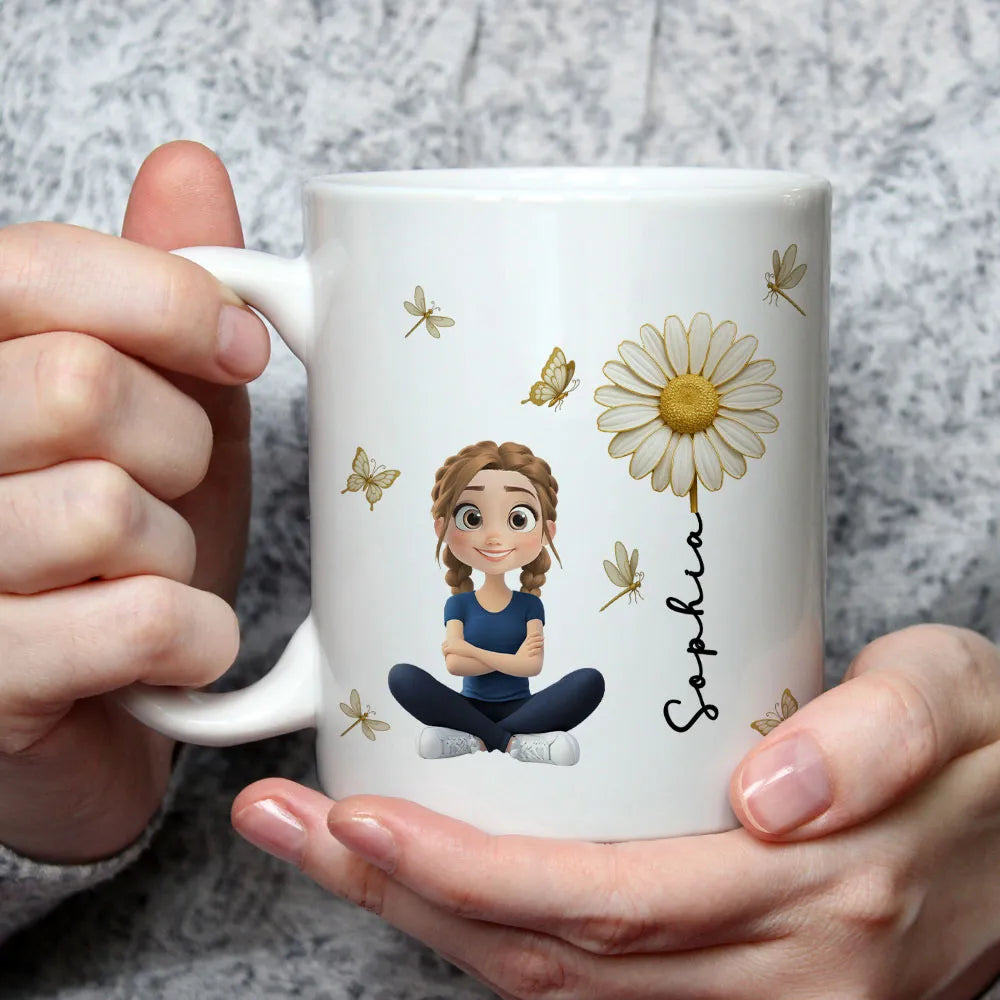 Personalized Kids Mug with Cartoon Character and Floral Design - Gift for Children Cup MagicInPrints