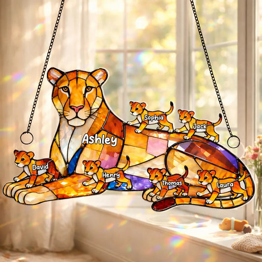 Custom Family Lion Suncatcher for Parents - Personalized Home Decor Ornament MagicInPrints