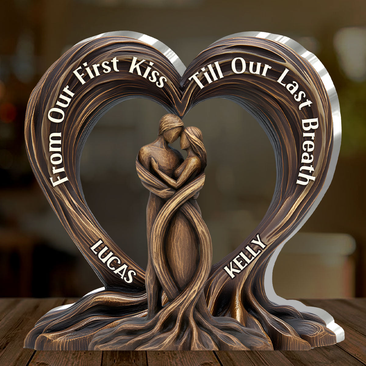 Personalized Heart-Shaped Couple Sculpture for Anniversary or Wedding - Sentimental Keepsake Plaque MagicInPrints