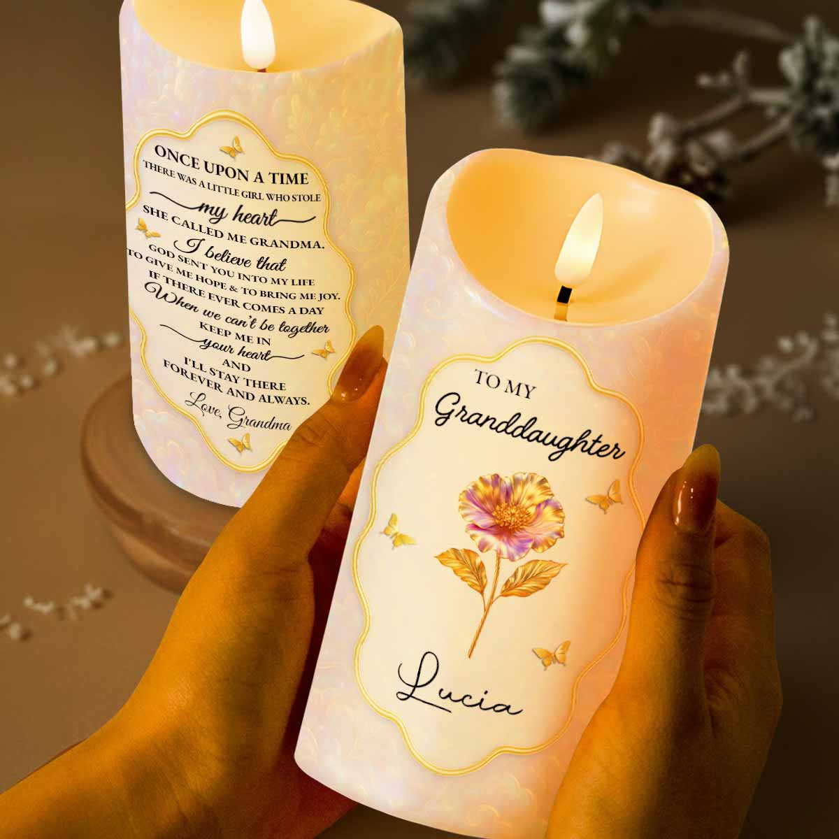 Personalized LED Candle for Granddaughter - Sentimental Gift from Grandma Lamp MagicInPrints