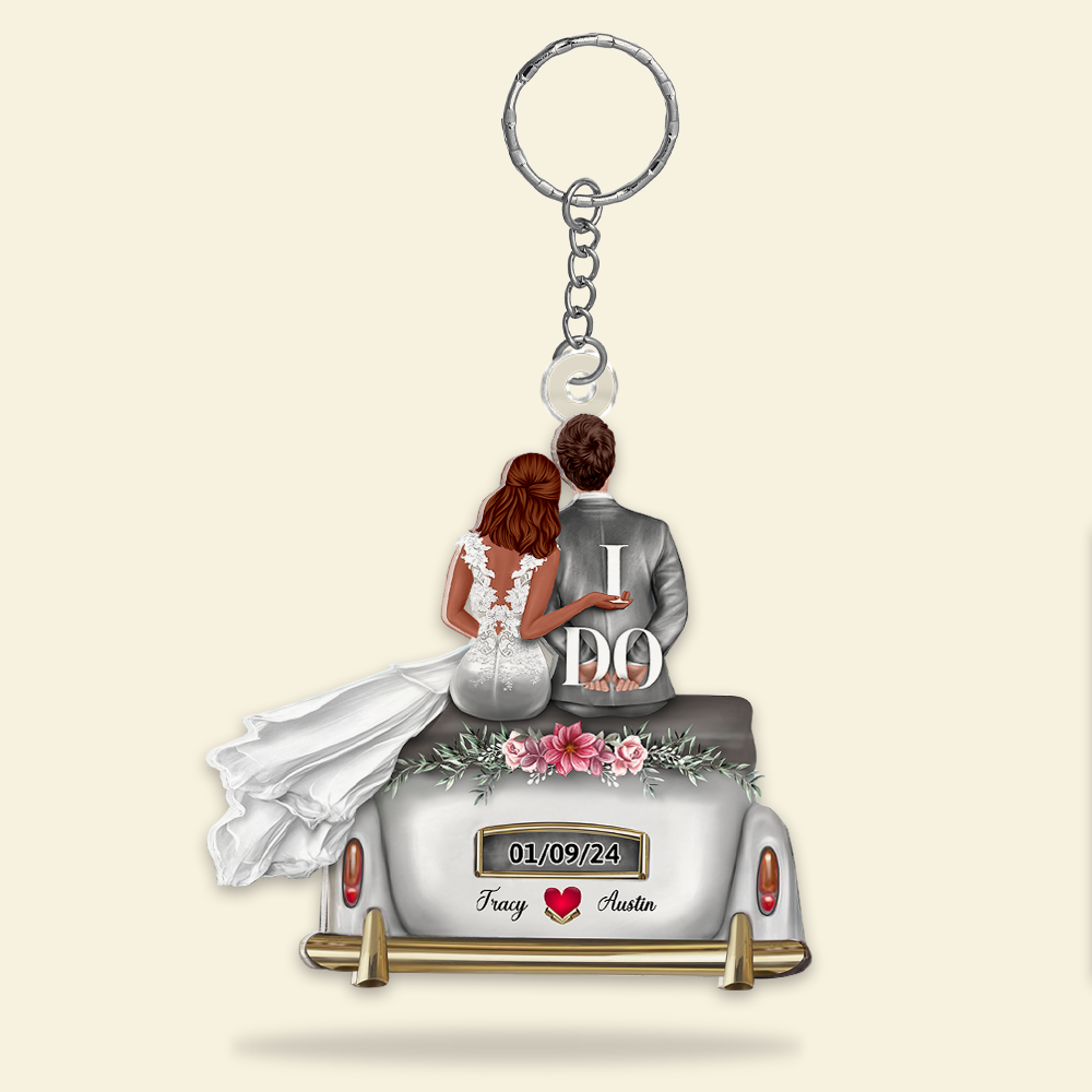 Personalized Wedding Keychain for Couples - I Do Design Keychains PopCulturePrints