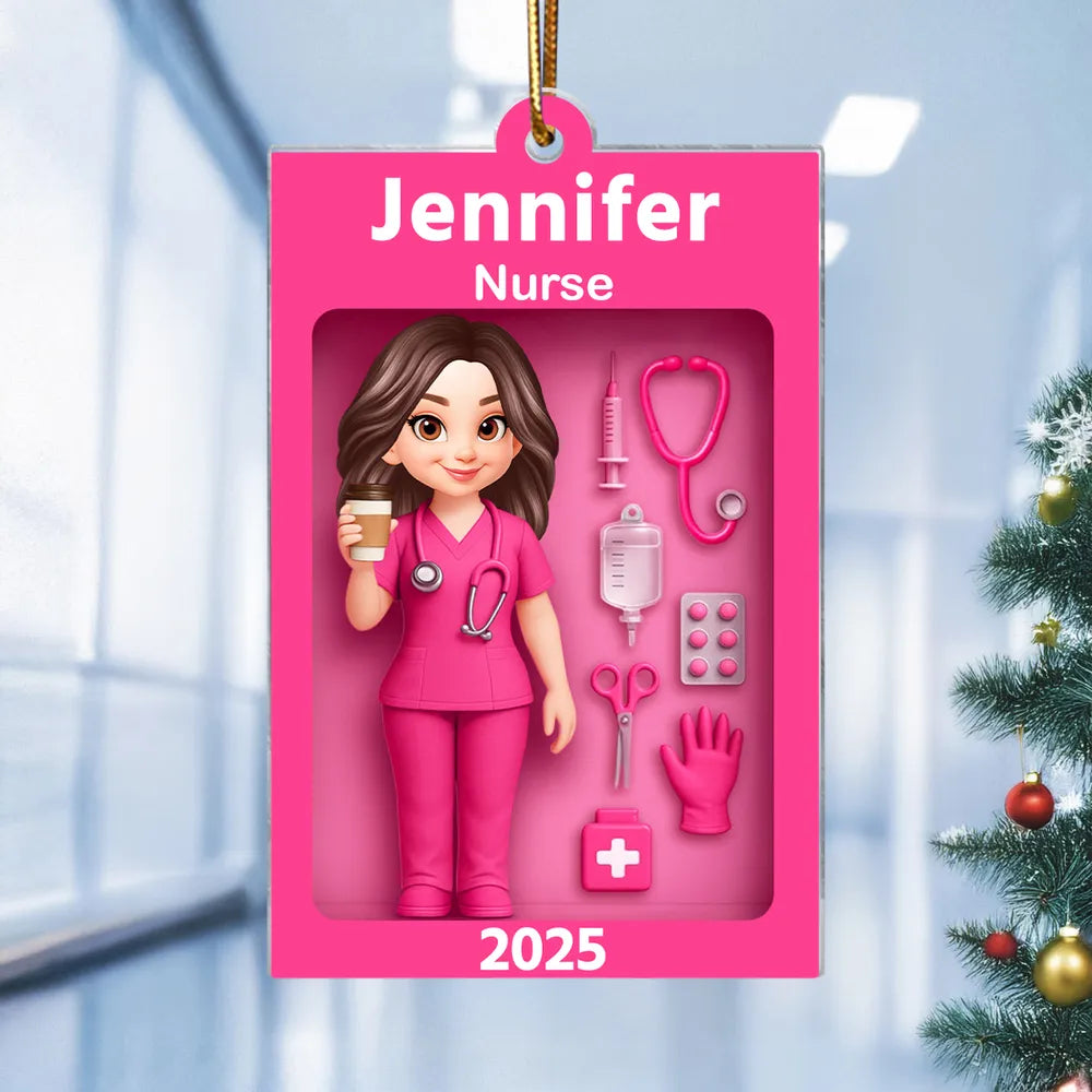 Personalized Nurse Ornament for Healthcare Professionals - 2025 Holiday Gift Ornament MagicInPrints