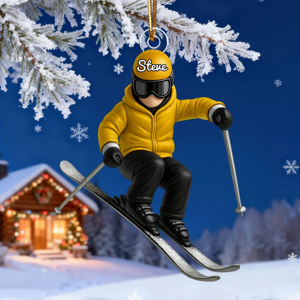 Personalized Skiing Ornament for Winter Sports Enthusiasts - Holiday Decor Ornament MagicInPrints