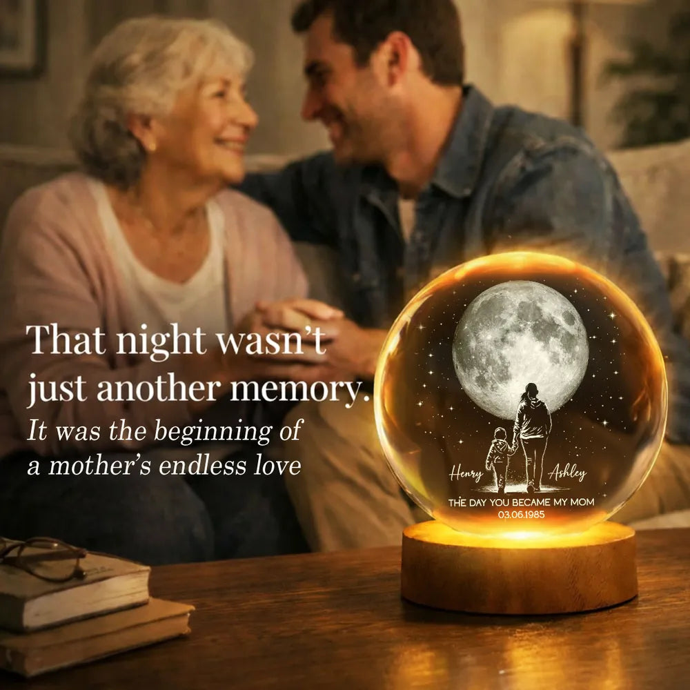 Personalized LED Night Light for Mom - Custom Moon Globe with Date Lamp MagicInPrints