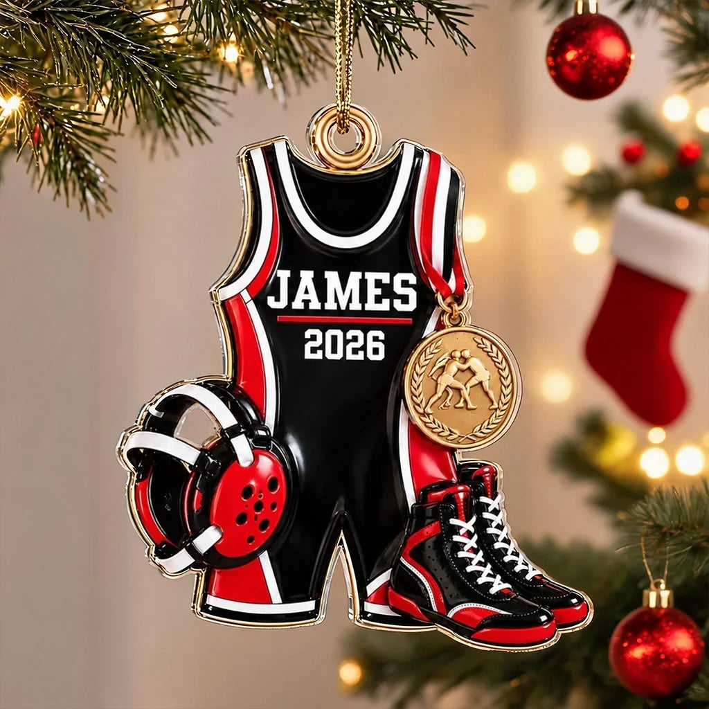 Personalized Wrestling Acrylic Ornament Gift for Son Christmas