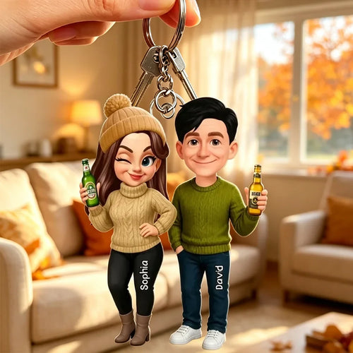 Personalized Cute Fall Couple Acrylic Keychain Gift for Partners