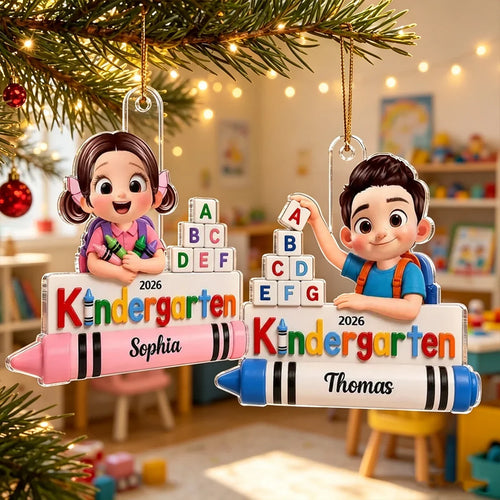 Personalized Acrylic Ornament Colorful Child Crayons Gift for Kids