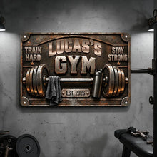 Load image into Gallery viewer, Personalized Rectangular Iron Gym Sign Custom Name Gift for Fitness Enthusiasts

