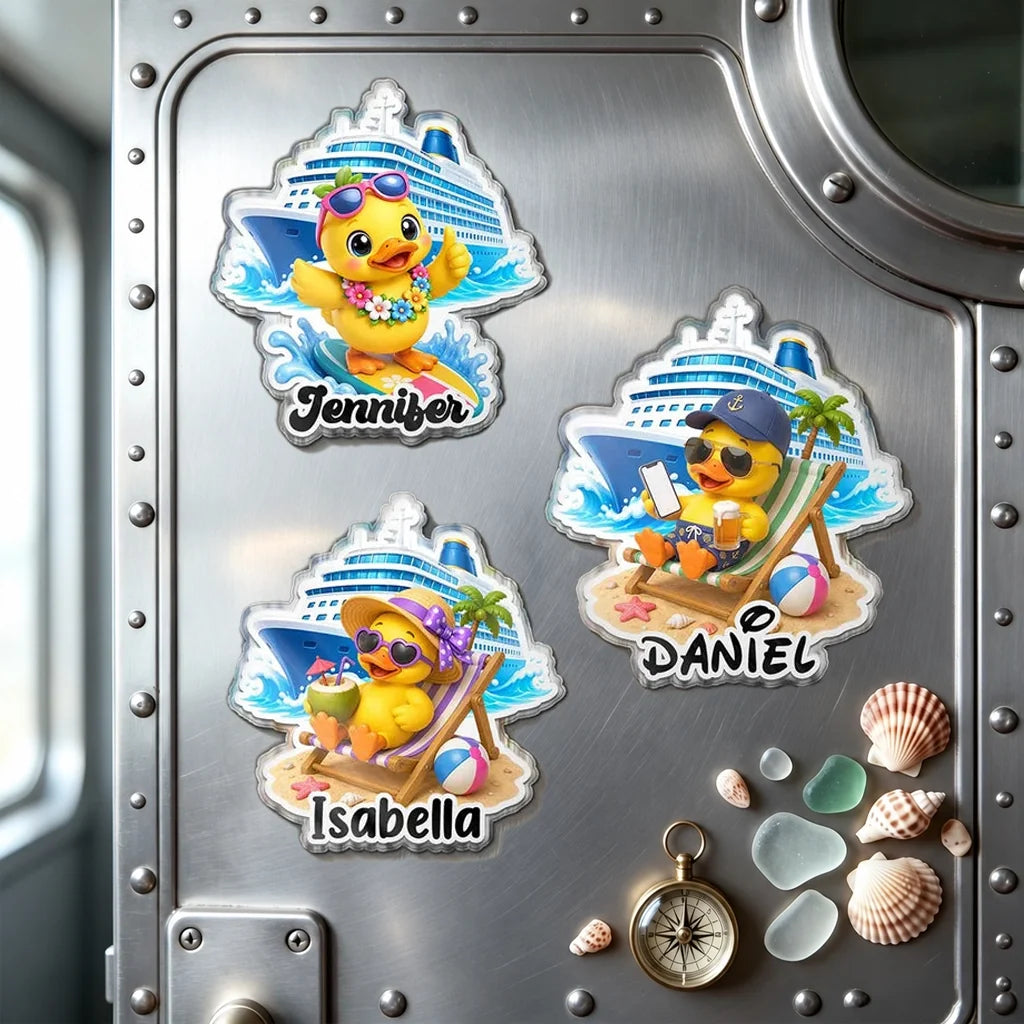 Personalized Acrylic Magnet Colorful Cruise Duck Gift for Family