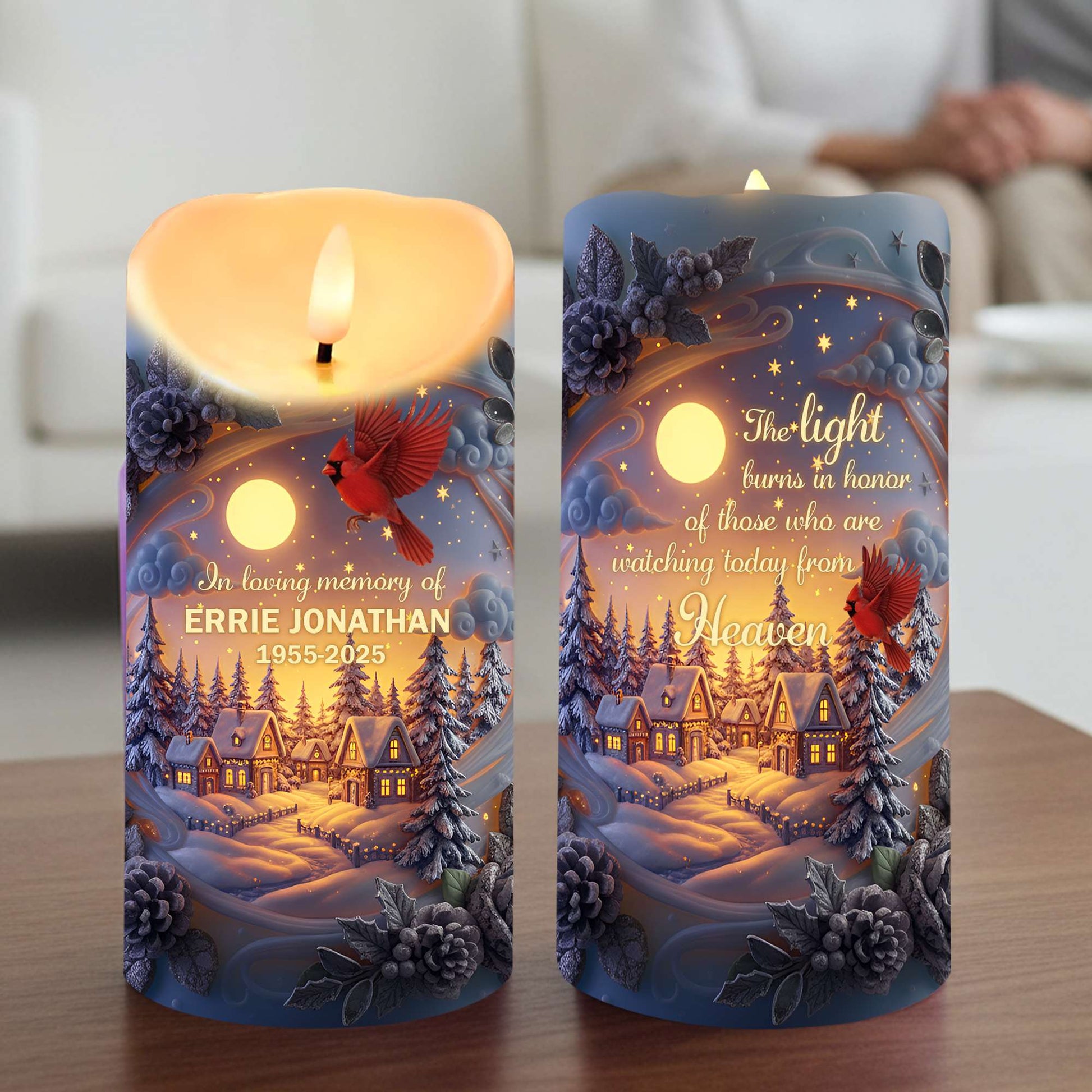 In Loving Memory, The Light Burns Bright - Personalized LED Candle for Memorials Led Candle MagicInPrints