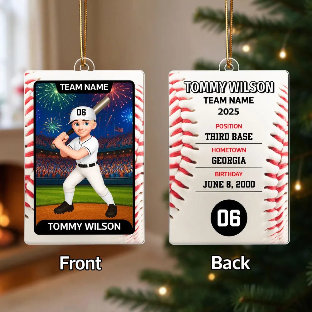 Personalized Baseball Ornament for Kids - Custom Team Name and Player - Christmas Gift Ornament MagicInPrints