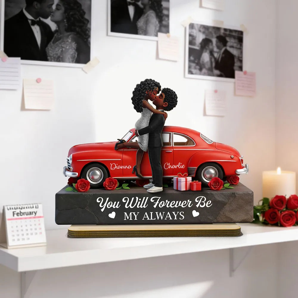 Personalized Romantic Couple Figurine with Car - Anniversary Gift Plaque MagicInPrints