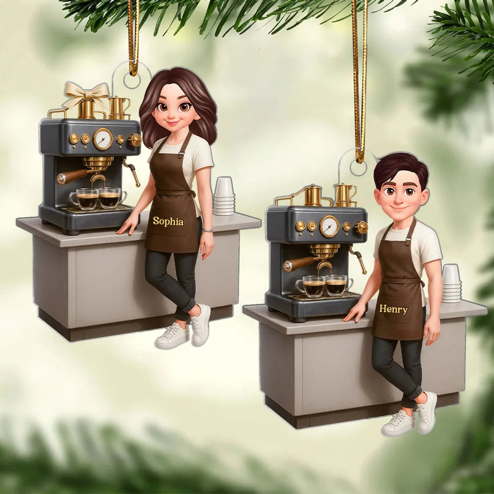 Personalized Barista Ornament for Coffee Lovers - Holiday Decoration Ornament MagicInPrints