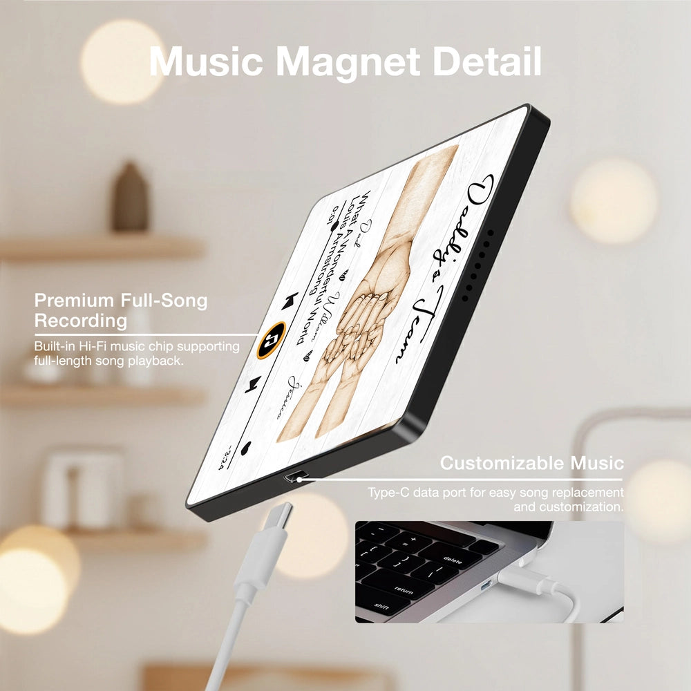 Custom Music Plaque for Dad - Personalized Family Gift with Song and Names Fridge Magnet MagicInPrints