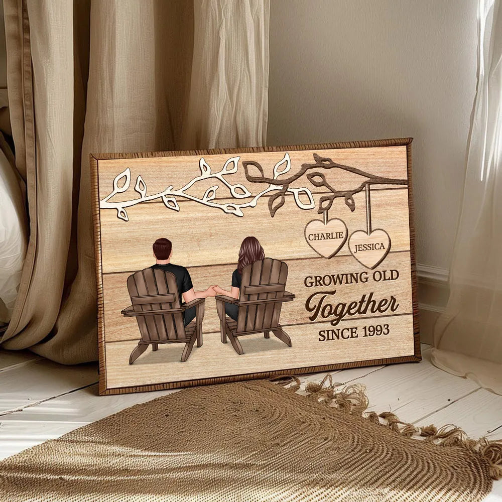 Personalized Anniversary Canvas for Couples - Growing Old Together Since 1983 Poster or Canvas MagicInPrints
