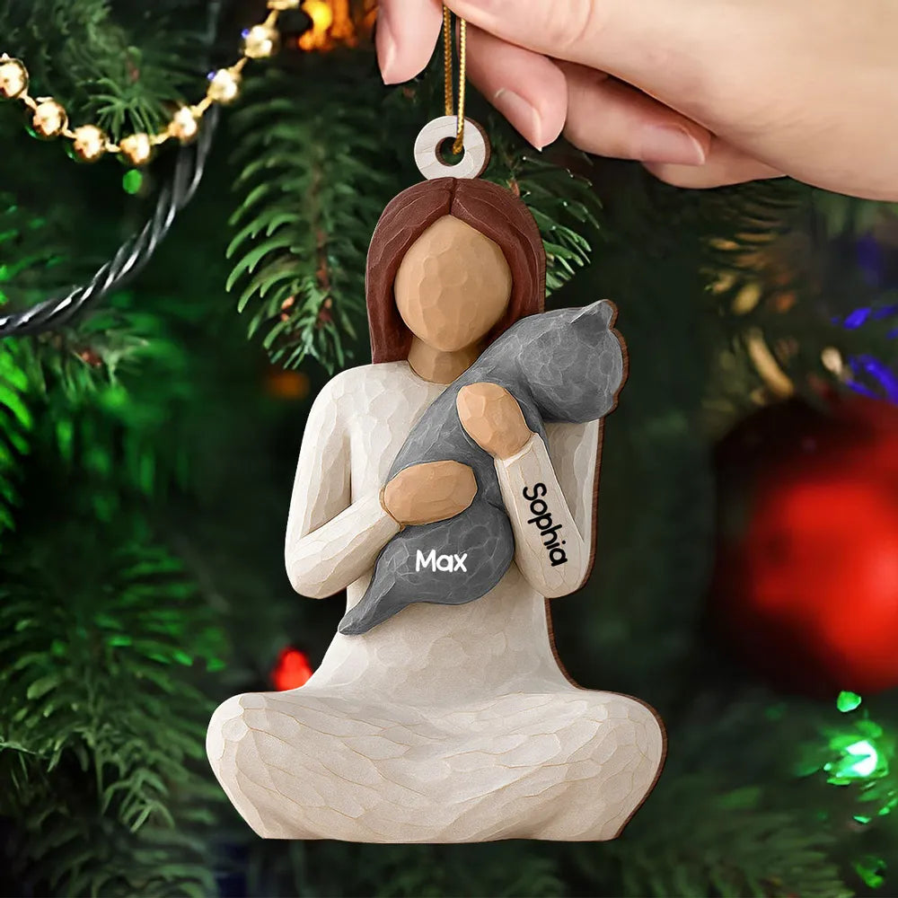 Custom Wooden Family Ornament with Pet Names - Christmas Gift Ornament MagicInPrints