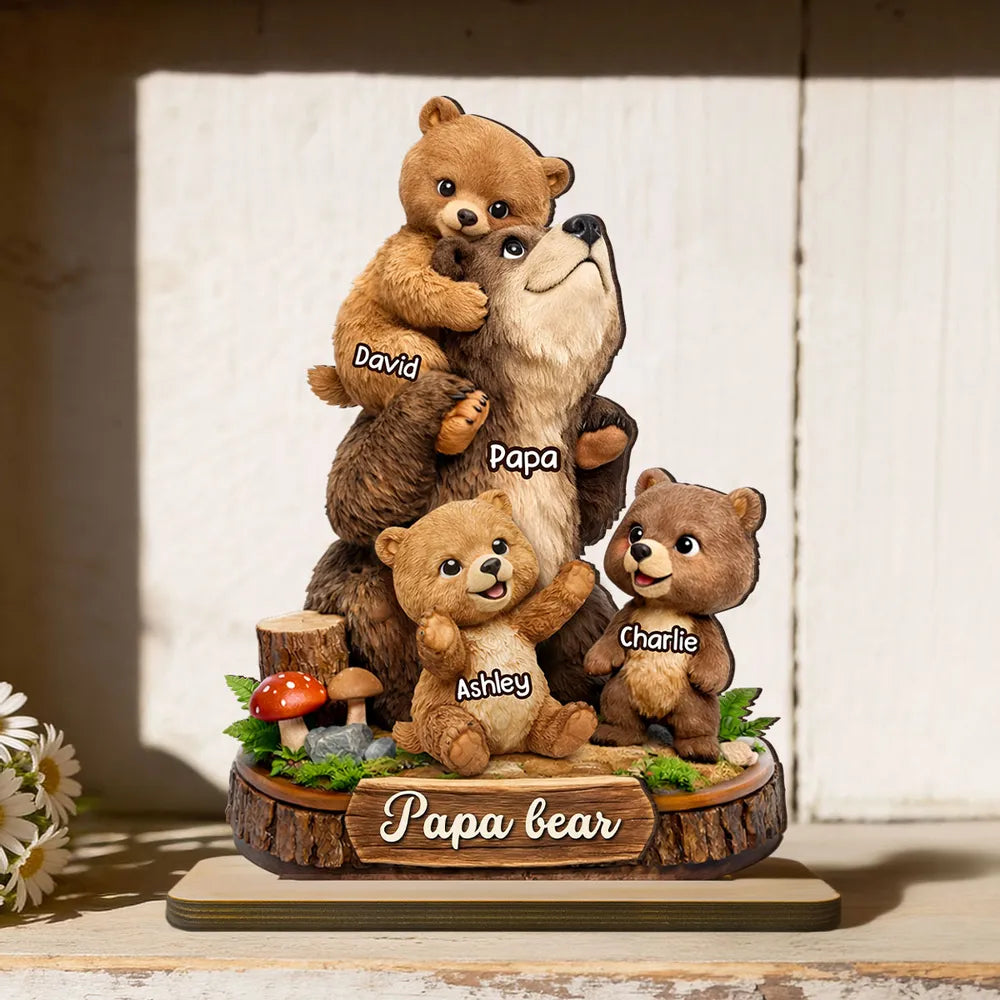 Personalized Bear Family Figurine for Dad - Custom Names Gift Plaque MagicInPrints