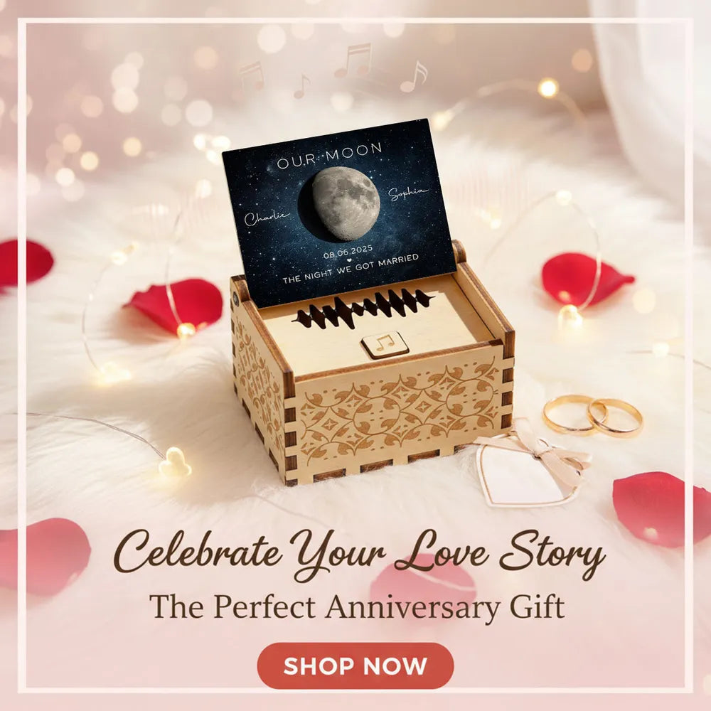 Personalized Moon Phase Music Box for Couples - Anniversary Gift Plaque MagicInPrints