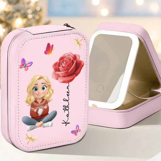 Custom Name Makeup Case with Mirror for Girls - Personalized Gift Beauty Tools MagicInPrints