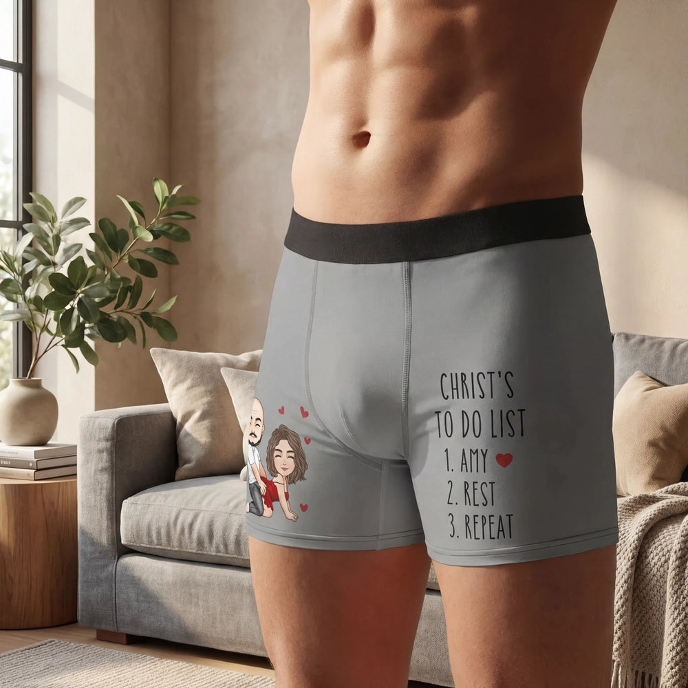 Custom Cartoon Couple Boxers for Him - Fun Romantic Gift Underwear MagicInPrints