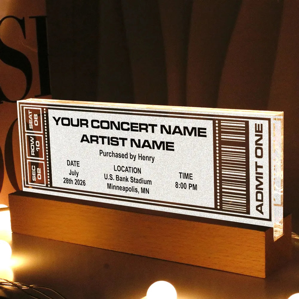 Personalized Concert Ticket Night Light for Music Lovers - Custom Gift for Bedroom Decor Plaque MagicInPrints