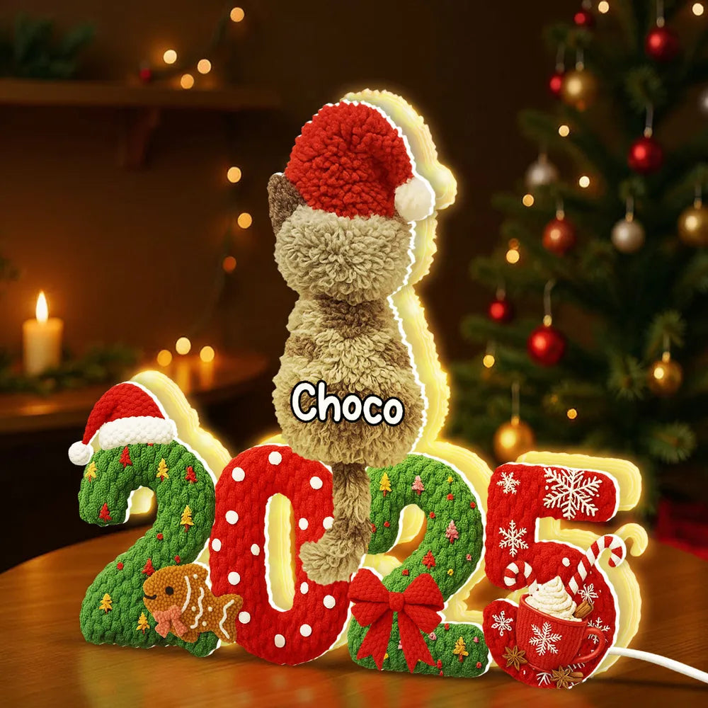 Personalized Cat Christmas Decoration with Names - Holiday 2025 Gift Plaque MagicInPrints