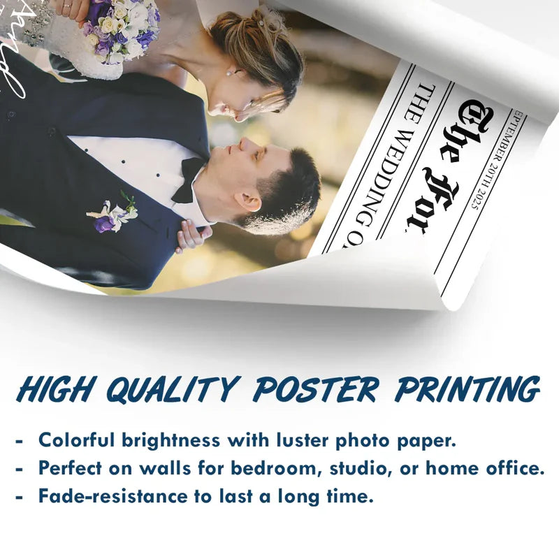 Personalized Wedding Newspaper Poster for Couples - Unique Wedding Gift Poster or Canvas MagicInPrints