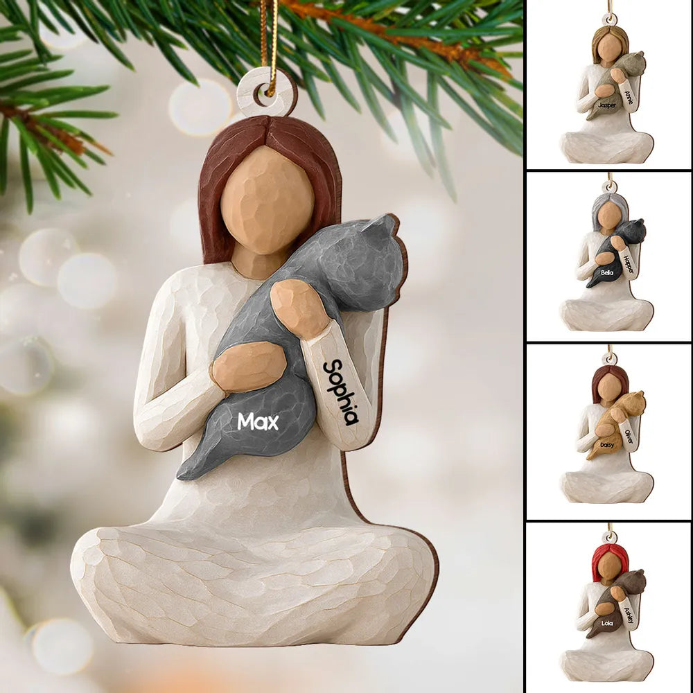 Custom Wooden Family Ornament with Pet Names - Christmas Gift Ornament MagicInPrints
