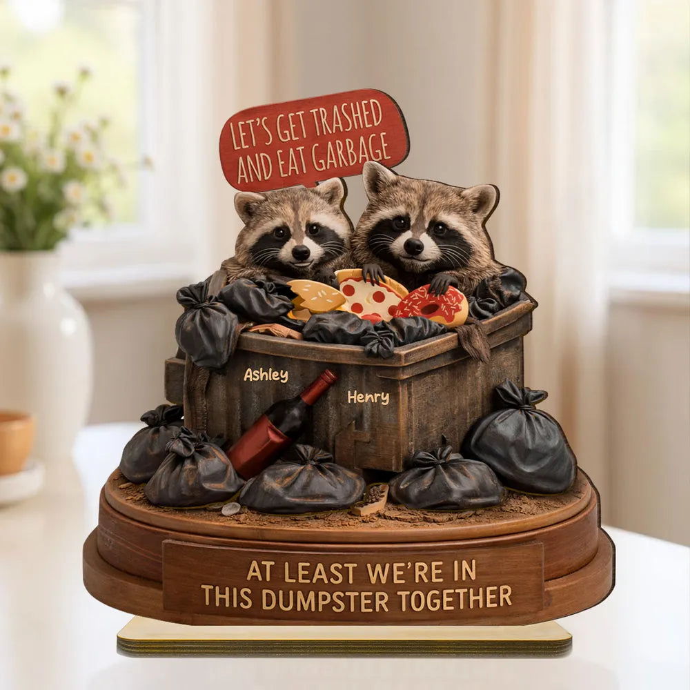 Personalized Raccoon Figurine for Couples - Humorous Home Decor Plaque MagicInPrints