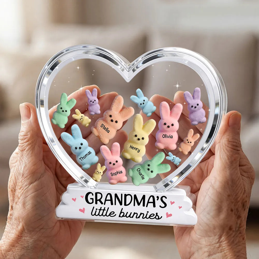 Personalized Heart-Shaped Bunny Keepsake for Grandma - Family Gift Plaque MagicInPrints