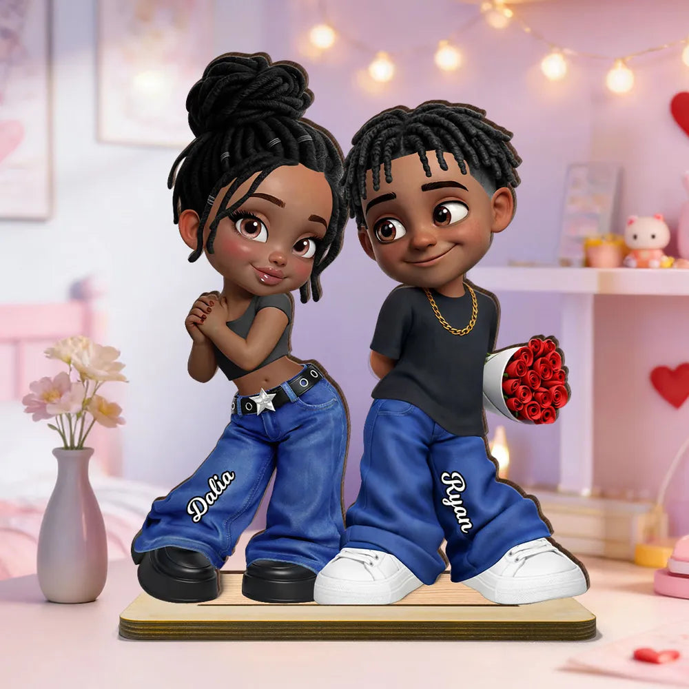 Personalized Couple Figurine Romantic Gift for Valentine's Day - Custom Names Plaque MagicInPrints