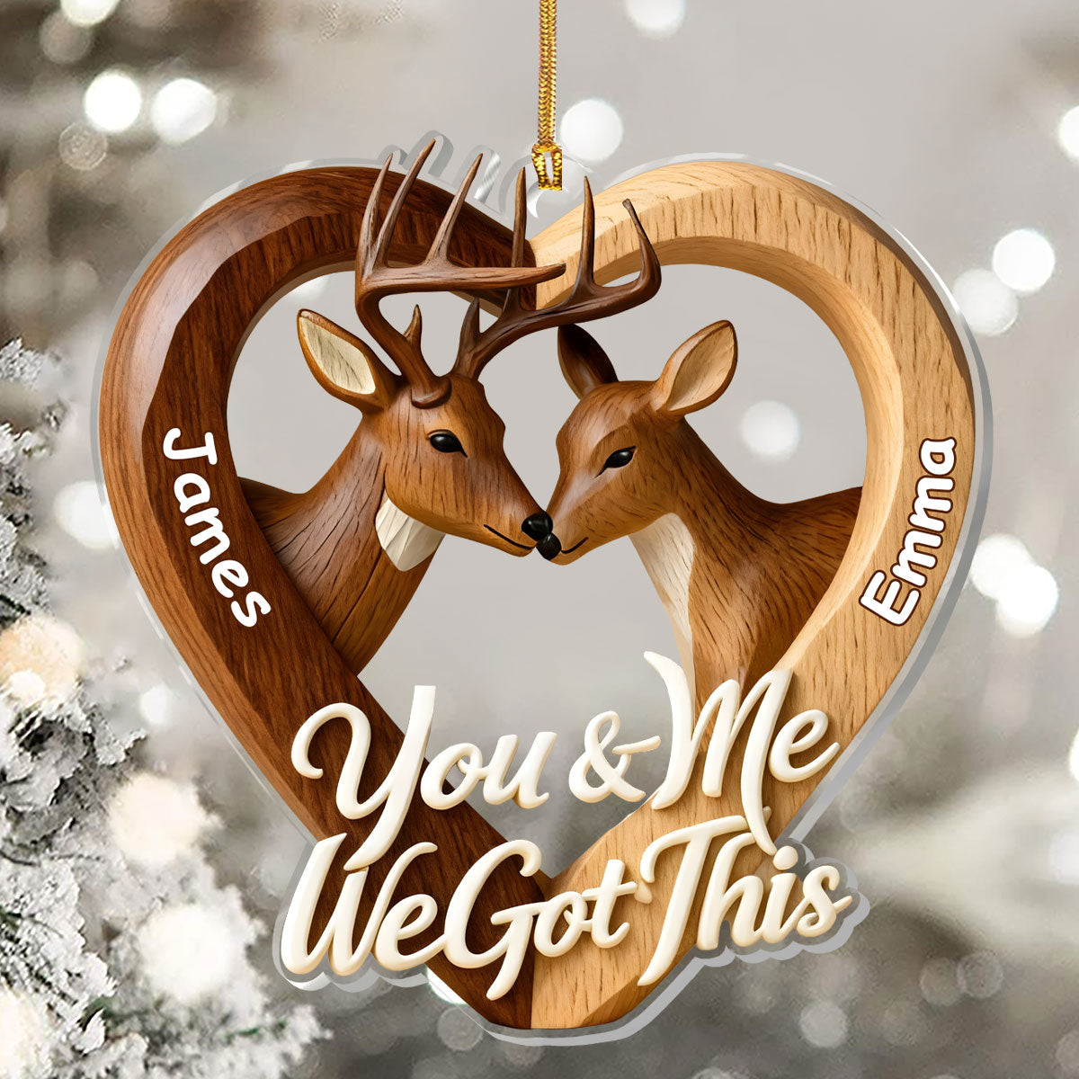 Personalized Deer Couple Ornament for Couples - Romantic Christmas Gift Ornament MagicInPrints