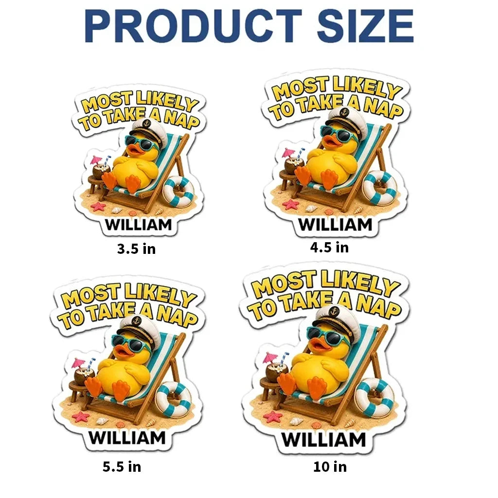 Personalized Funny Acrylic Magnet Most Likely to Get Sunburned Gift for Travelers