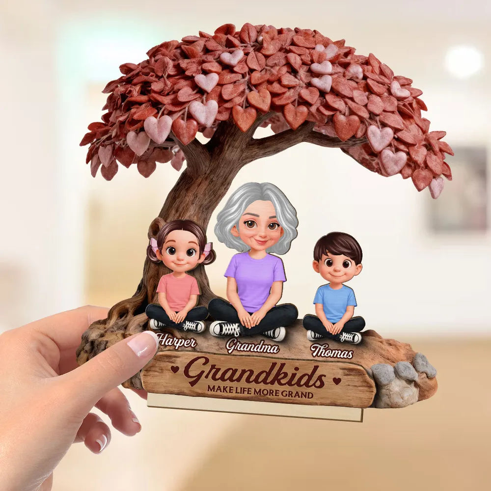 Personalized Family Tree Sculpture for Grandma - Heartfelt Gift for Grandkids Plaque MagicInPrints