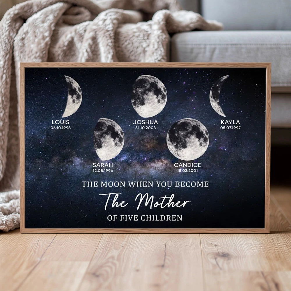Personalized Moon Phase Family Canvas for Mothers - Sentimental Gift Poster or Canvas MagicInPrints