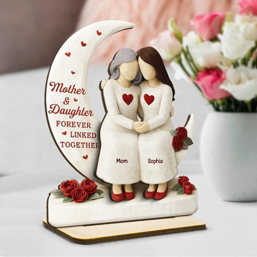 Personalized Mother & Daughter Figurine with Heart Design - Sentimental Keepsake Gift Plaque MagicInPrints
