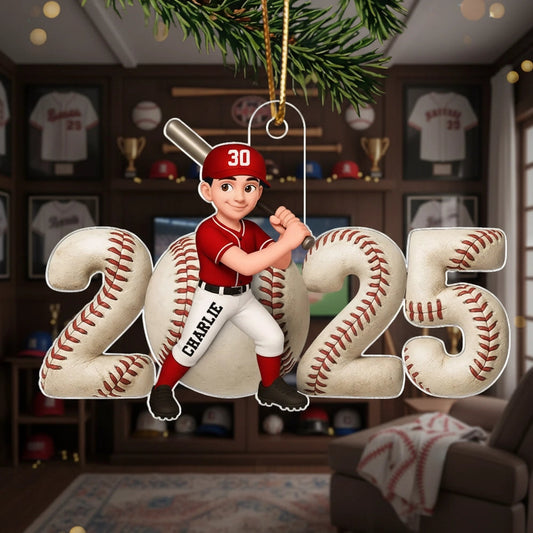 Personalized Baseball Ornament for Kids - Custom Name and Year 2025 Ornament MagicInPrints