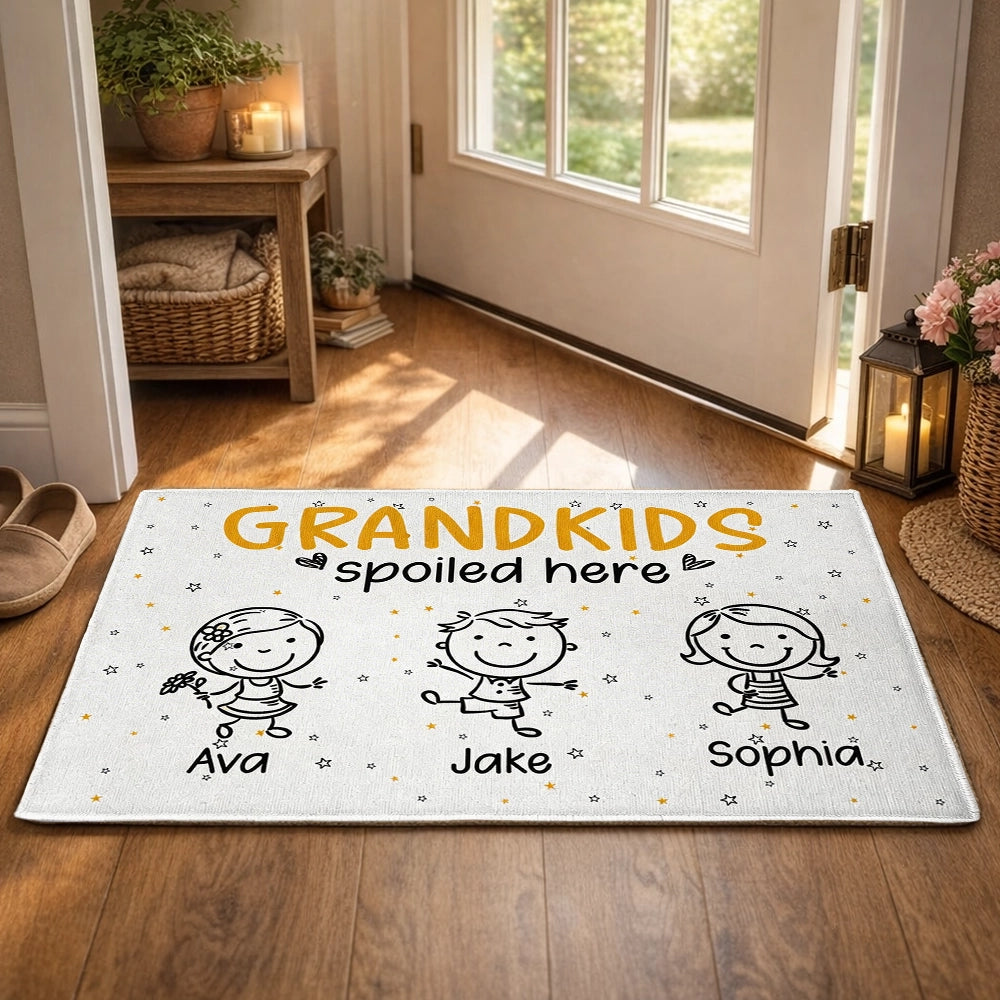 Personalized Grandkids Spoiled Here Door Mat for Grandparents - Custom Names Doormat MagicInPrints