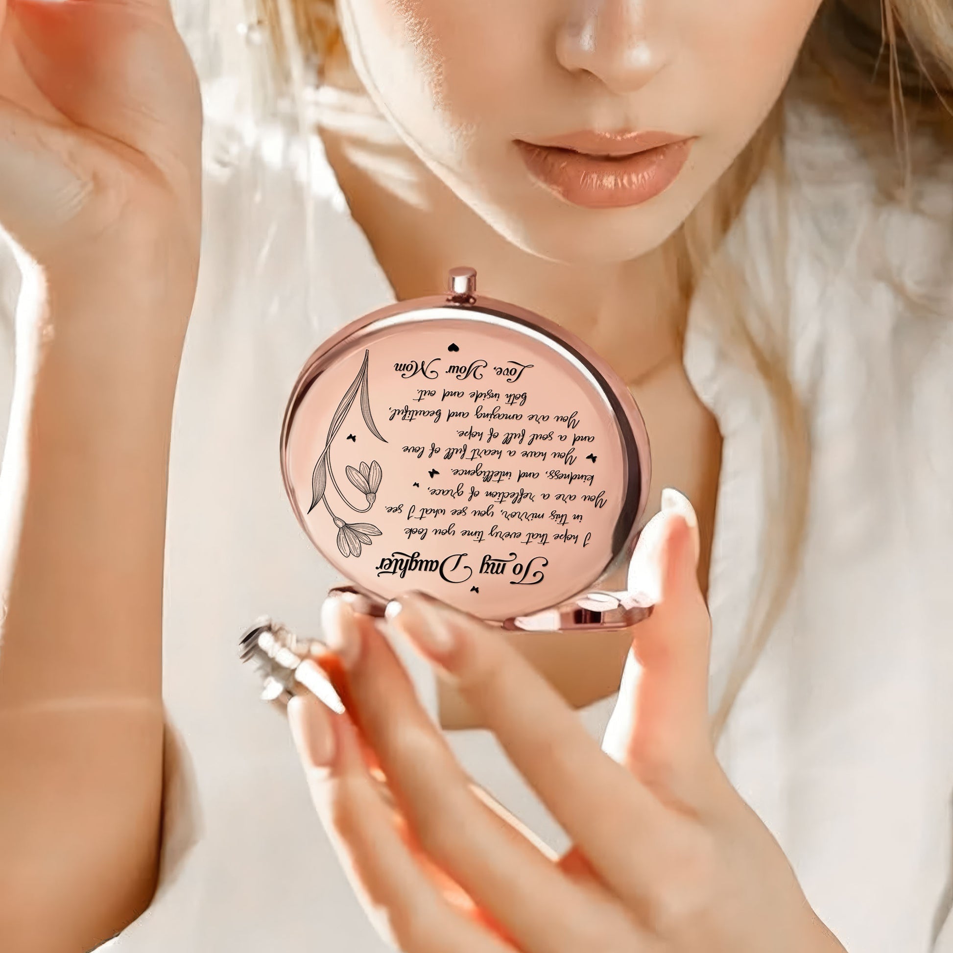 Engraved Compact Mirror for Daughter or Granddaughter - Sentimental Gift Beauty Tools MagicInPrints