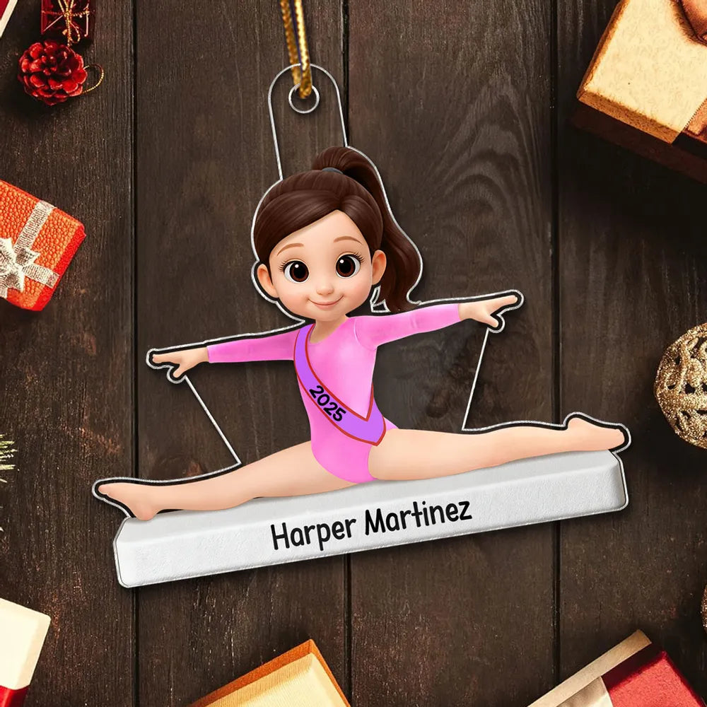 Personalized Gymnastics Ornament for Kids - Custom Name & Year - Christmas Decor Ornament MagicInPrints