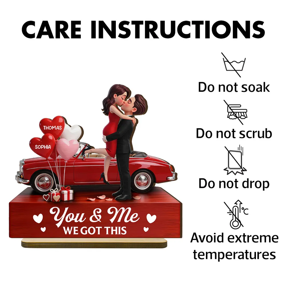Personalized Couple Figurine Romantic Car Scene - Anniversary Gift Plaque MagicInPrints
