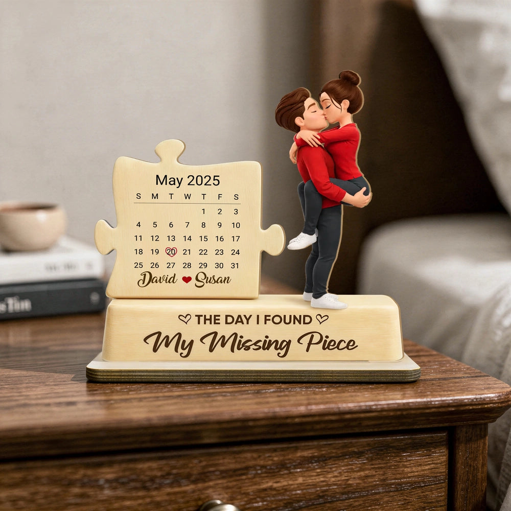 Personalized Couple Figurine with Date Puzzle - Romantic Anniversary Gift Plaque MagicInPrints